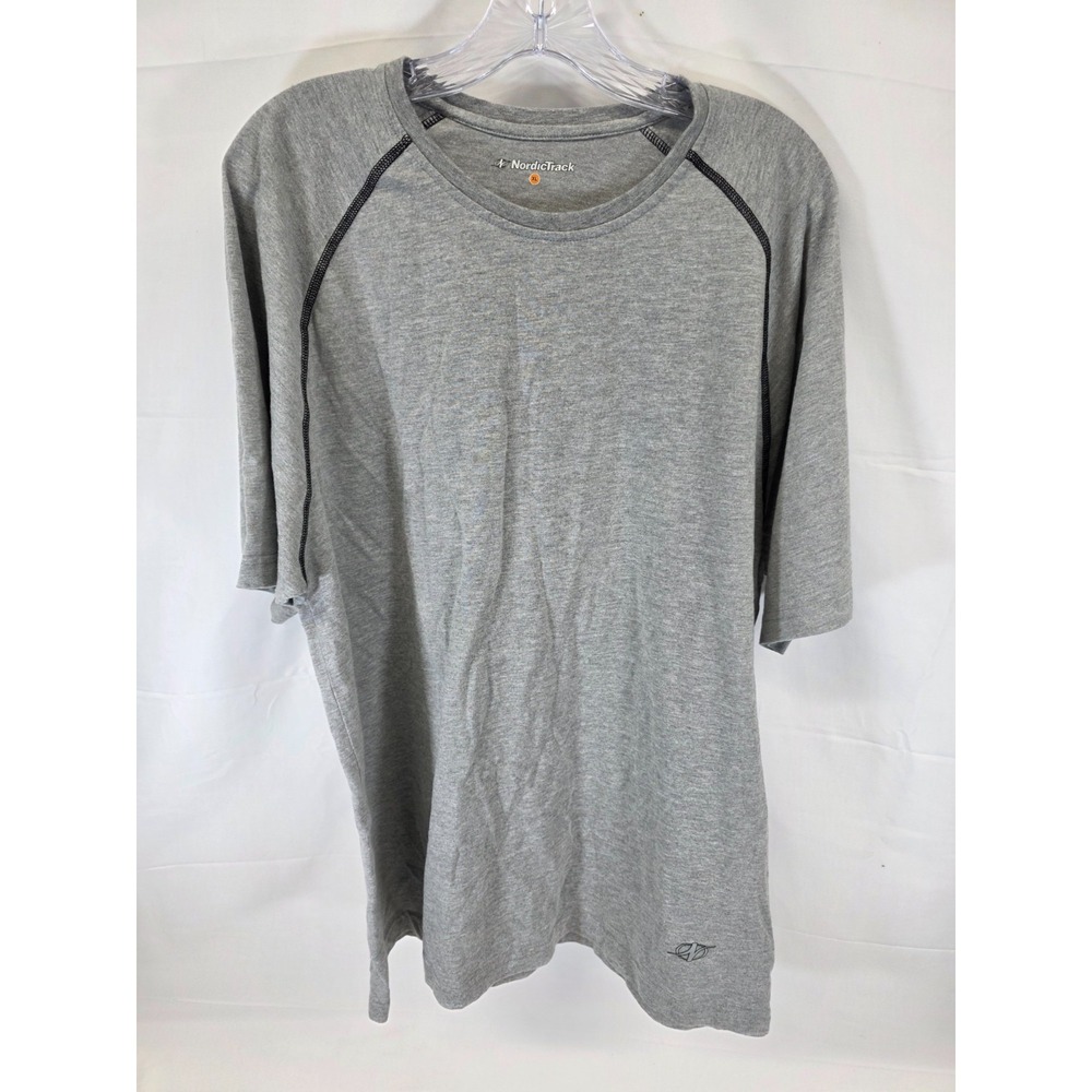 NordicTrack Mens XL Gray Raglan Short Sleeve Activewear Performance T-Shirt